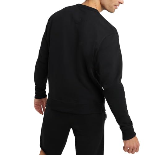 Men's Crewneck Fleece Sweatshirt - Black, Standard Fit, Large