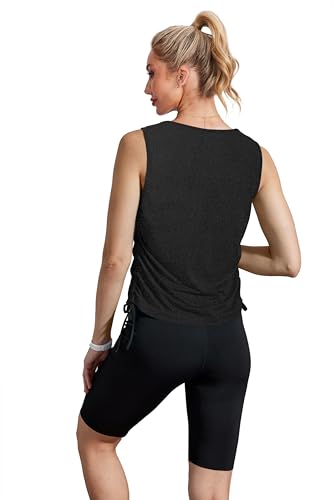 Women's Workout Tank Top - Pilates Gym Summer Clothes, Large - Black