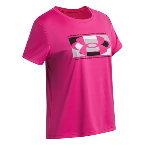 Under Armour Girls' Tech Big Logo Short Sleeve T-Shirt - Medium, Virtual Pink & White