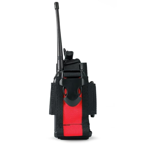 VIPERADE Black+Red MOLLE Radio Holster for Two-Way Radios Walkie Talkies