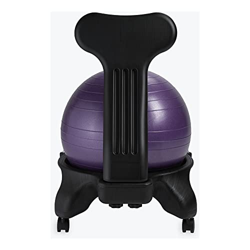 Classic Balance Ball Chair - Ergonomic Yoga Ball Seat with Pump & Guide - Purple