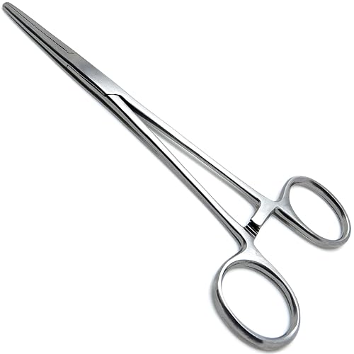5-Inch Stainless Steel Mosquito Hemostat Forceps - Straight Silver Clamp