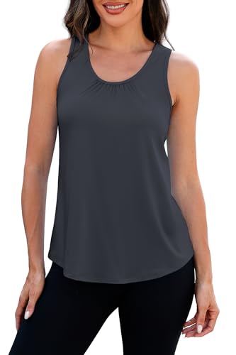 Workout Tank Top for Women - Racerback Loose Fit - Dark Grey XX-Large