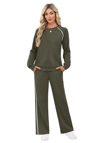 Women’s Green 2 Piece Lounge Sets - Fall Sweatsuit Outfit, Medium