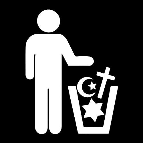 Weatherproof Vinyl Trash Religion Decal - 5 Inch White