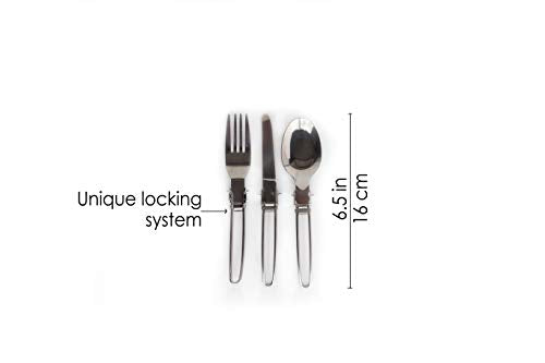 Portable Camping Utensil Set - 3-Piece Stainless Steel Cutlery with Pouch
