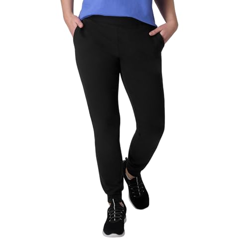 Hanes EcoSmart Open-Bottom Fleece Sweatpants, 29" Inseam, XL Ebony – Pocketless Lounge Joggers
