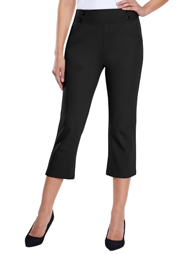 Willit Women's Black Large Capri Yoga Pants Dress - Stretch & Comfortable