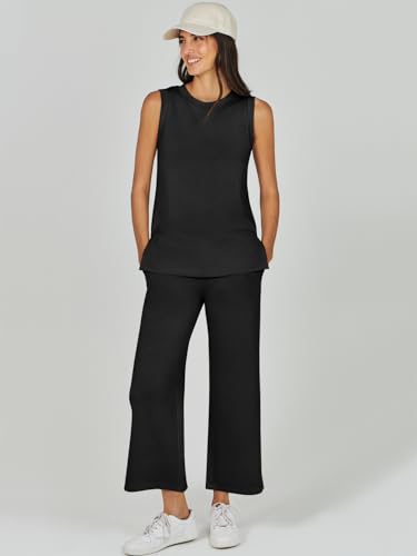ANRABESS 2-Piece Travel Airport Outfits for Women - Large Black Set