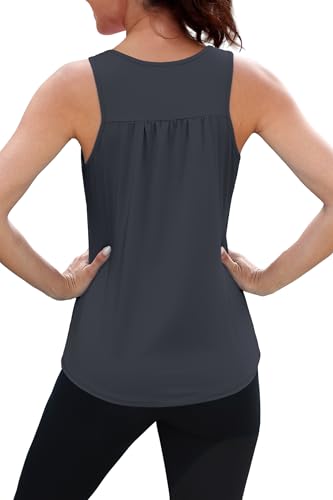 Workout Tank Top for Women - Racerback Loose Fit - Dark Grey XX-Large