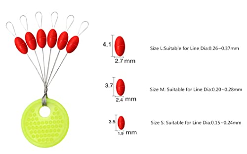 Fishing Float Stopper Set - 150pcs Rubber Bobber Stoppers - Red & Oval