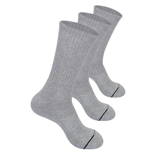 Unisex Crew Socks 3-Pack - Black, White, Gray, Size 9-11