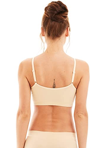 Kalon 4 Pack Women’s Nylon Spandex Removable Padding Wireless Cami Bras - Medium-Large