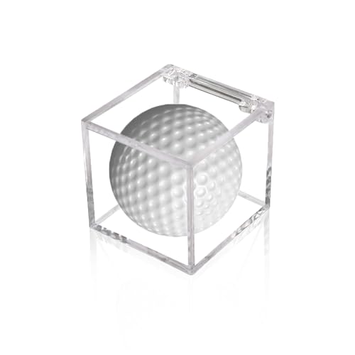 UV Protected Golf Ball Display Case - Clear Acrylic Cube Holder - 1 Pack