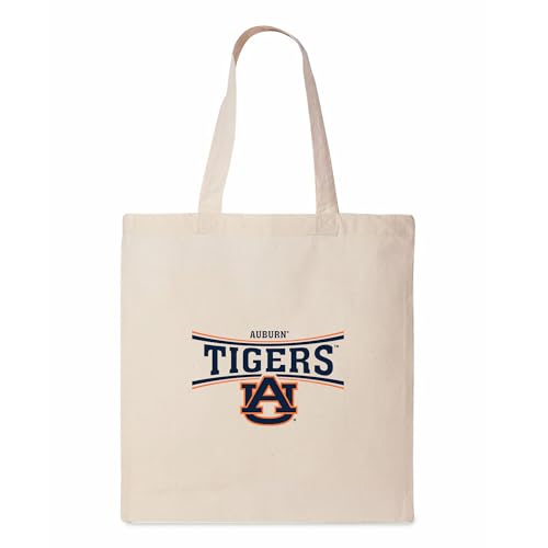 Canvas Tote Bag with Shoulder Straps - Auburn Tigers, 14" x 15", Beige