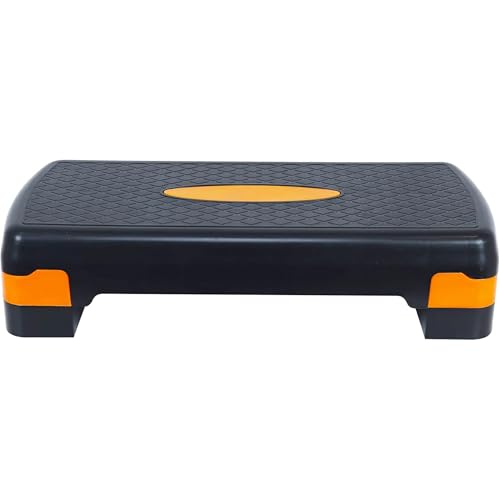 Aerobic Step Platform Trainer with Adjustable Risers - Black/Orange