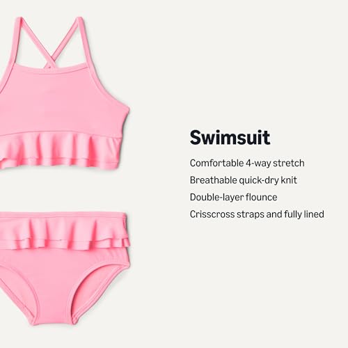 Toddler Girls' Two Piece Swimsuit - Crisscross Straps, Pink - 2T