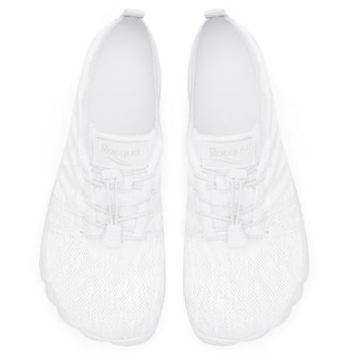 Racqua Water Shoes for Men Women Quick-Dry Aqua Beach & Pool Footwear - White, Size 8 Women / 7 Men, Model Wz1117