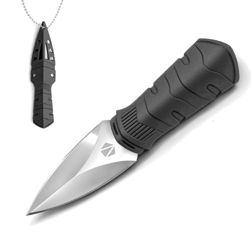 Mini EDC Fixed Blade Neck Knife - 6 Inch 440C Steel - Black
