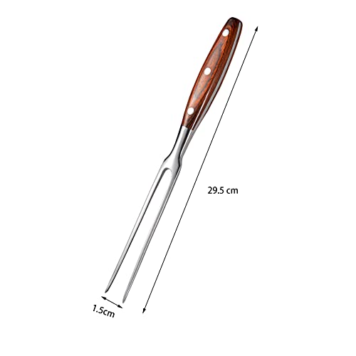 IMEEA 11.6 Inch Stainless Steel Carving Fork with Wooden Handle for Meat & BBQ