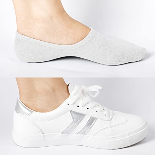 DIBAOLONG Women's No Show Non-Slip Flat Boat Line Low Cut Socks 8-10 / 4 Pair - White