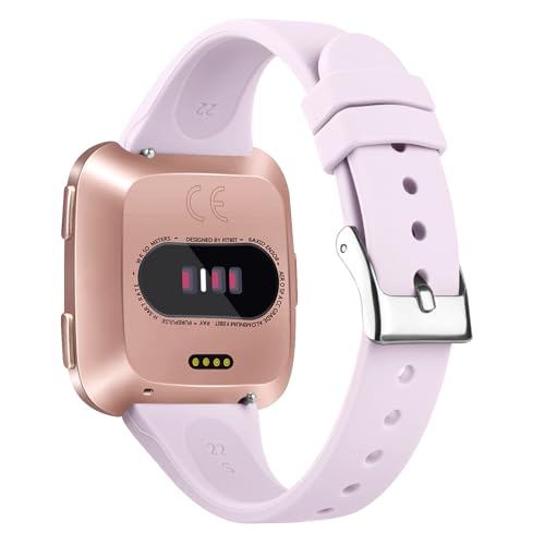 Tobfit Slim Silicone Replacement Bands for Fitbit Versa 2 and Versa Lite - Small Lavender/Pink Sand/White