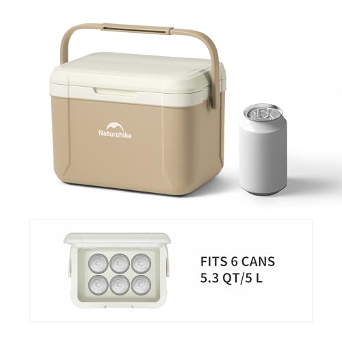 Naturehike 5.3-Quart Hard Cooler Ice Chest Brown | Insulated Outdoor Everyday