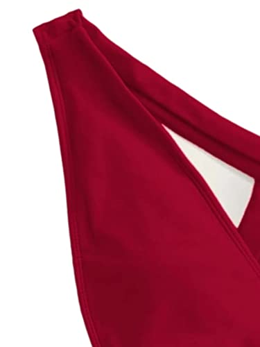 Lilosy Red Medium One-Piece Sexy Swimsuit for Women - Plunge Bathing Suit