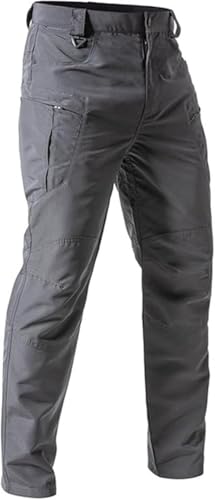 Tactical Cargo Pants for Men - Stretch, Water Resistant, Lightweight - Large, Gray