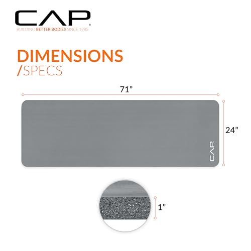 Extra Thick 1-Inch Yoga Mat with Strap - Gray