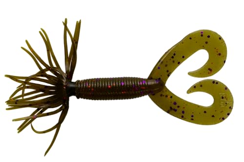 2.5" Double Tail Hula Grub - Green Pumpkin Purple Copper
