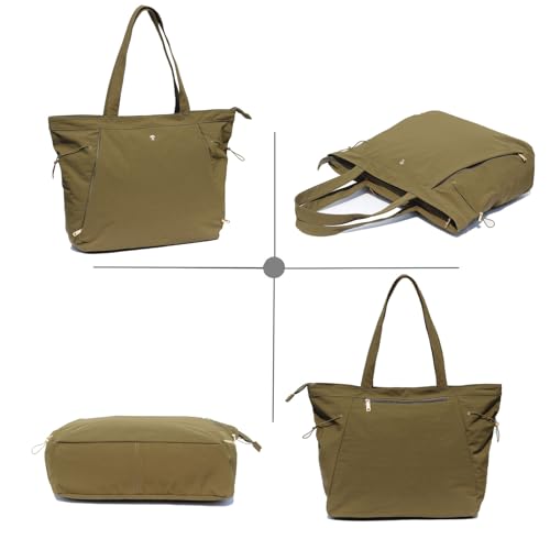 Yoga Tote Bag for Women - Nylon Dark Green Drawstring Carryall