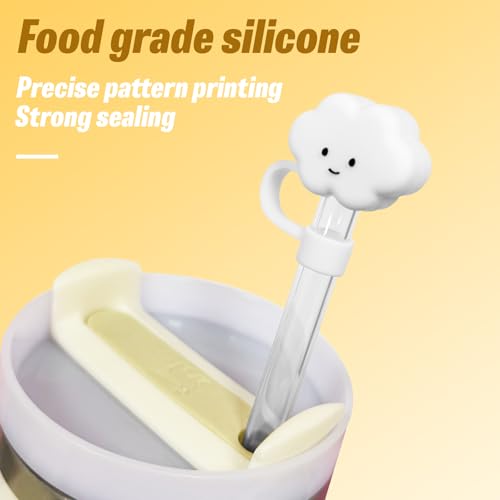 Cloud Shape Straw Covers - 2 Pack Silicone Toppers for 14oz-40oz Tumblers