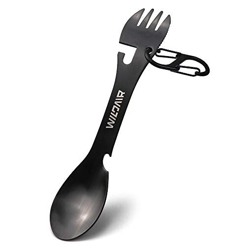 5-in-1 Stainless Steel Spork Camping Utensil - Black