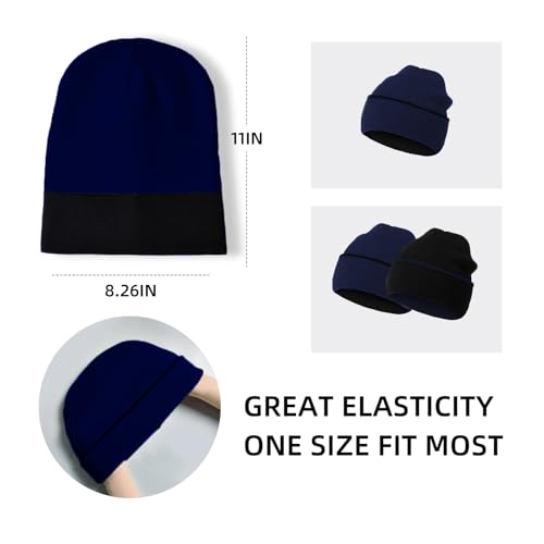Reversible Beanie Hat for Men & Women - Black/Navy