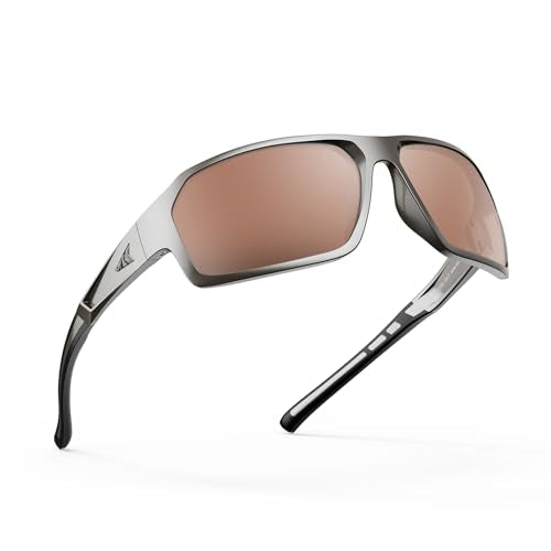 Polarized Fishing Sunglasses - Gloss Metallic Gun Frame, Copper-Silver Mirror