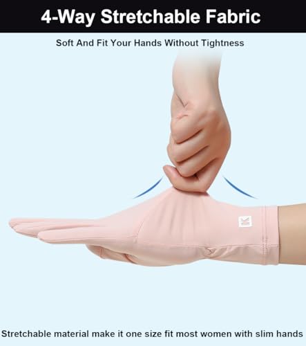 UV Protection Gloves for Women - Breathable Touchscreen - Medium Pink
