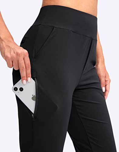 YYV Women's High Waist Stretch Golf Pants with Pockets - Medium Black