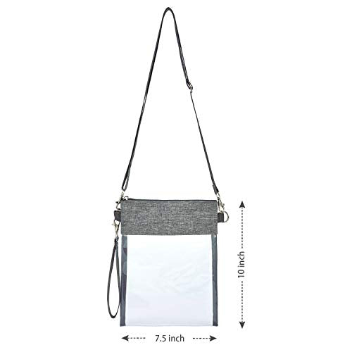 Clear Purse Stadium Approved Waterproof Crossbody Bag - Grey