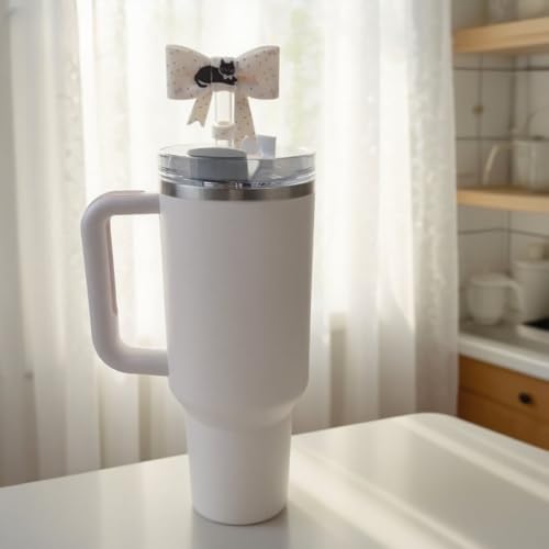 Bow Shape Silicone Straw Topper for 10mm Straws - Cat Design