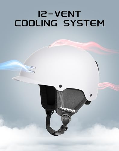 InnerKing Lightweight Ski Helmet for Men and Women with Action Camera Mount - White, Medium
