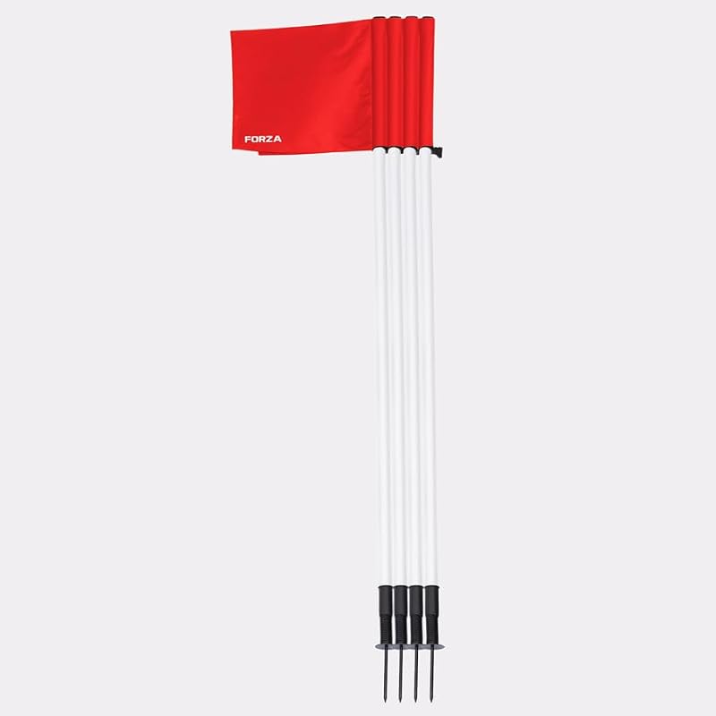 Spring Loaded Soccer Corner Flags - 5ft Poles, Pack of 4, Light Red