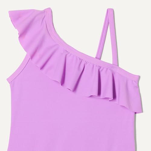 Asymmetric Frill One-Shoulder One-Piece Swimsuit - X-Small Bright Lavender