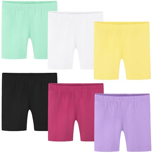 Baby Girls Cotton Bike Shorts - 6 Pack - Black, Pink, Purple, White, Mint, Yellow - Soft & Thickened