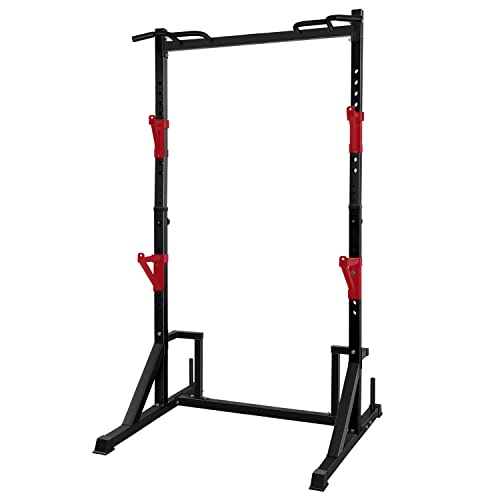 Power Rack with Pull-Up Bar - Heavy Capacity Adjustable Squat Stand - Black