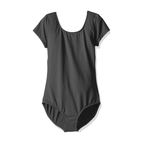 Bloch Girls Dujour Microlux Short Sleeve Leotard Black 14 - Dancewear for Girls