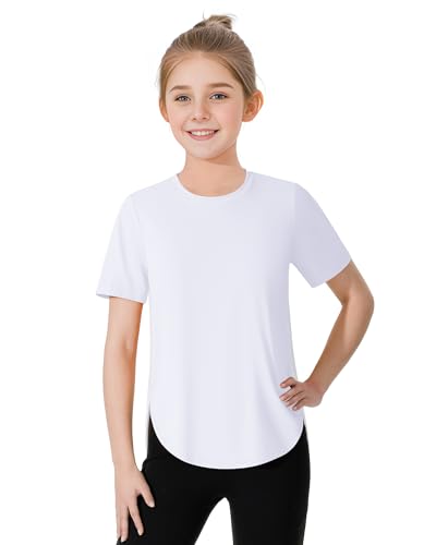 Girls Short Sleeve Athletic T-Shirt - 11-12 Years, White