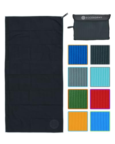 Microfiber Beach Towel - Quick Dry, Sand Free, Black - Small (40x20)