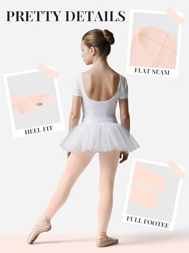 Cooraby 4 Pairs Toddler Ballet Tights for Girls, Pink, 6-8 Years, Ultra Soft Dance Stockings