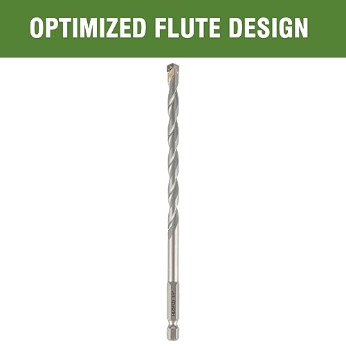 1/4" x 8" Masonry Drill Bits (2 Pack) Concrete Hammer Drill Bits Carbide Tipped, for Cement, Brick, Stone, Hex Shank